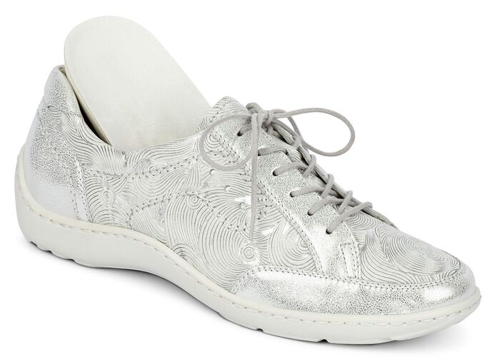 Waldläufer, elegante Damen-Schnürschuhe, Weite H, mit herausnehmbarem Fußbett MATTSILBER