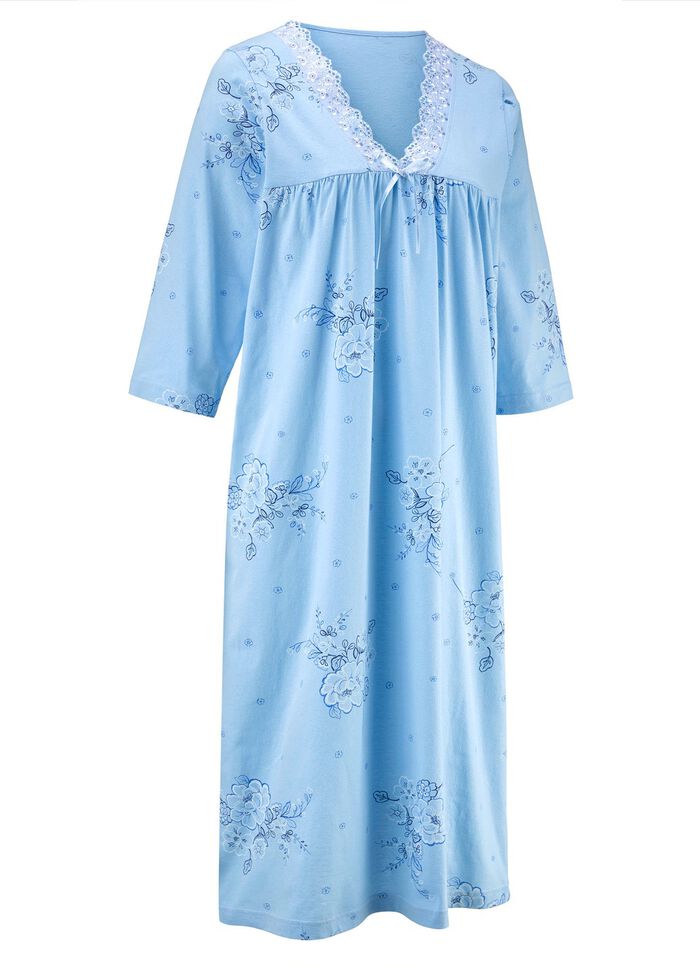 Nachthemd, 3/4-lange &Auml;rmel und V-Ausschnitt 