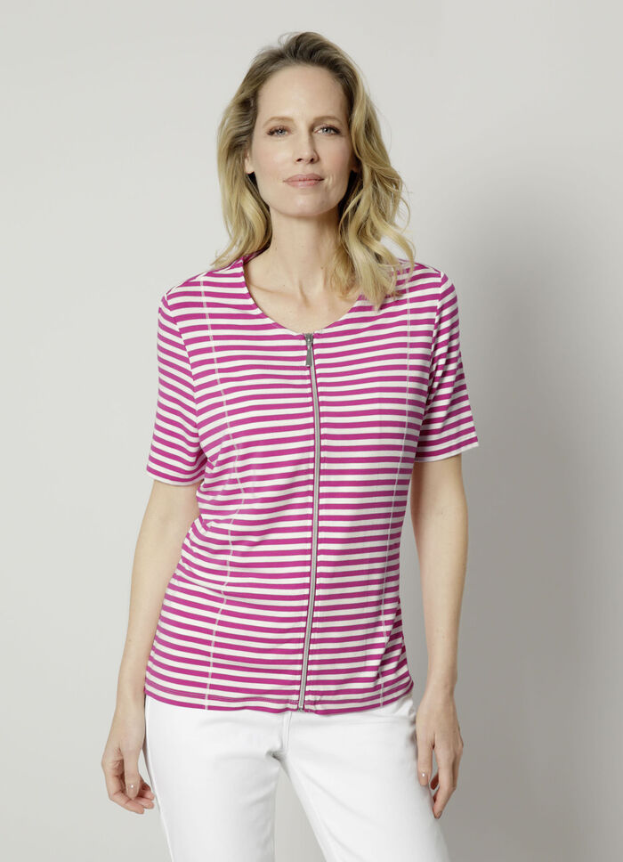 Shirtjacke mit garngefärbtem Ringeldessin 
