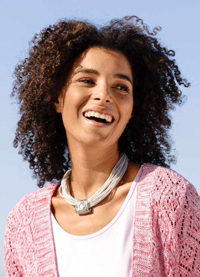 Textilkette mit Kristallstein Anh&auml;nger 