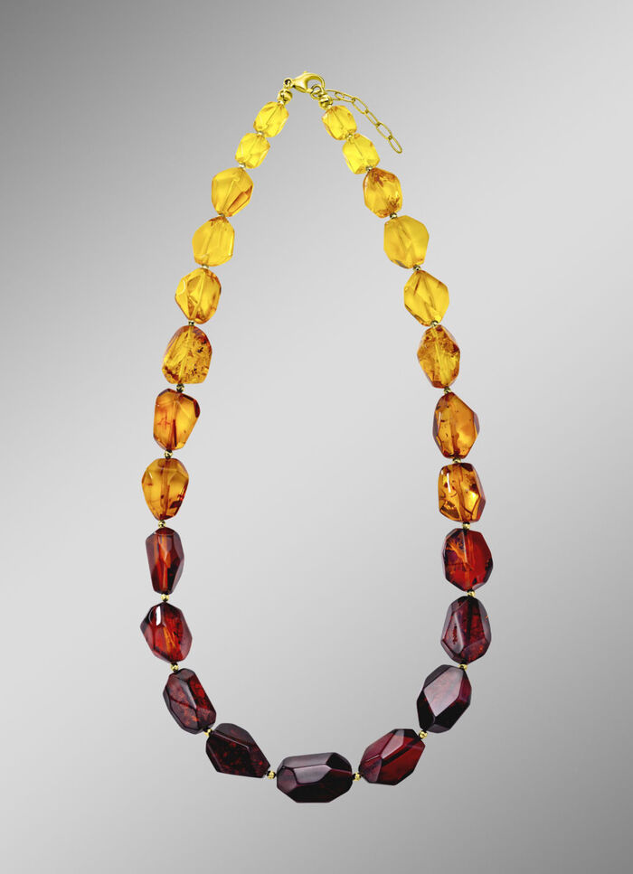 Edle Halskette mit Bernstein und H&auml;matit 