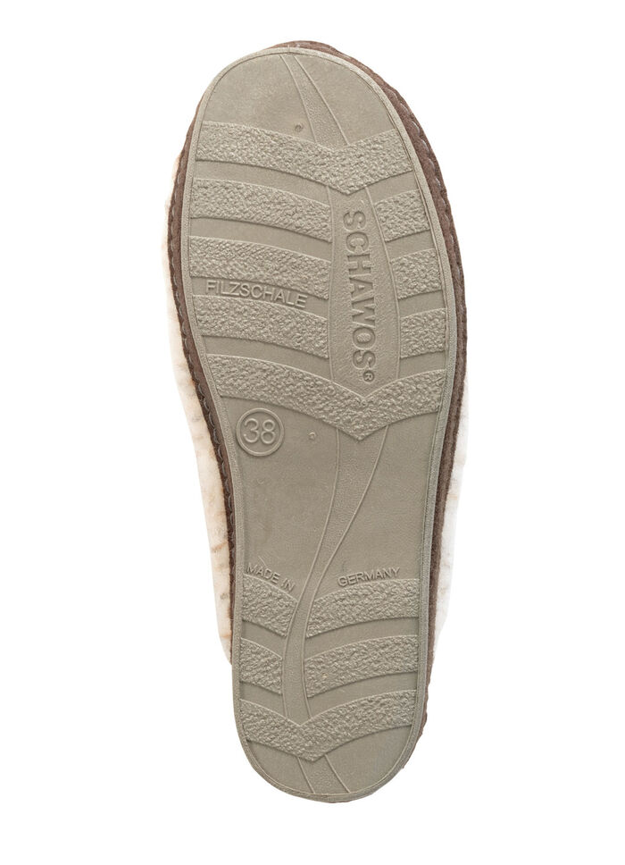 Pantoffel aus gesprenkeltem Wollplüsch BEIGE-BRAUN