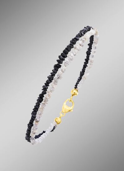 Raffiniertes Armband mit Roh-Diamanten in Hell- und Dunkelgrau 