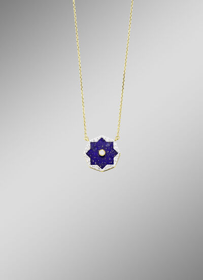 Halskette mit echt Lapislazuli, Brillanten und Diamanten 