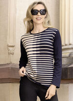 Pullover in Feinstrick MARINE-BEIGE