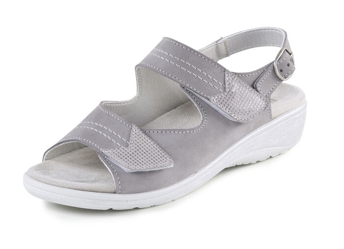 ELENA EDEN, bequeme Damen-Sandalen, Weite G, mit herausnehmbarem Fußbett GRAU
