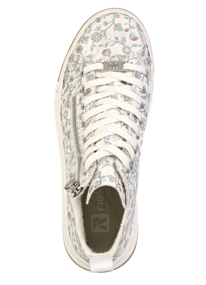 Rieker, modische Damen-Boots, Weite G, mit herausnehmbarem Fu&szlig;bett WEISS-BUNT