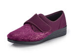 Laurina, klassische Damen-Klettschuhe, mit elastischem Samt BORDEAUX