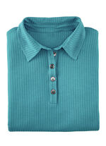 Laurina Poloshirt mit Knopfleiste PETROL