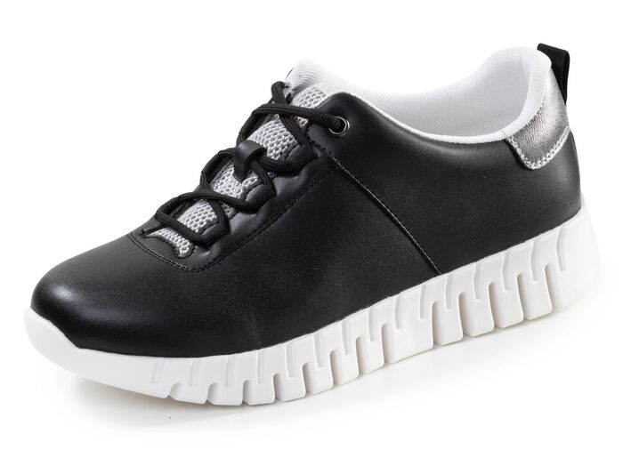 ELENA EDEN, stylische Damen-Sneaker, Weite G, mit herausnehmbarem Fu&szlig;bett SCHWARZ-ALTSILBER