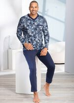 Schlafanzug mit V-Ausschnitt und offenen Abschl&uuml;ssen 