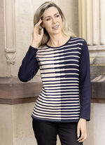 Pullover in Feinstrick MARINE-BEIGE