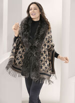 Poncho mit trendstarkem Hahnentritt-Dessin 