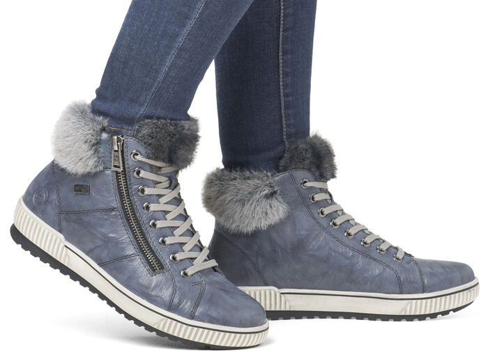 Remonte, gefütterte Damen-Boots, Winterschuhe, Weite G, mit herausnehmbarem Fußbett JEANS