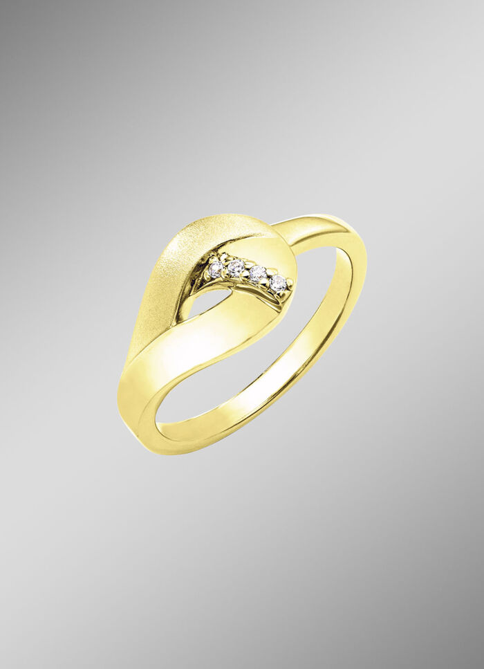 Vergoldeter Damenring mit Zirkonia - 