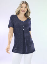 Longshirt mit dezentem Allover-Druck in 2 Farben MARINE-SILBER