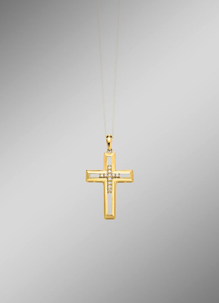 Durchbrochener Kreuz-Anh&auml;nger mit Brillanten 
