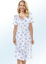 Zweierpack Nachthemden mit Rundhals und Alloverdessin 1X WEISS-ROYALBLAU, 1X WEISS-APFELGRÜN