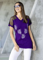 Longshirt mit Kontrast-Druck in 2 Farben LILA