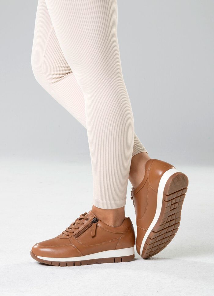 ELENA EDEN, sportliche Damen-Sneaker, Weite H, mit herausnehmbarem Fu&szlig;bett CAMEL