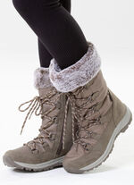 Gefütterte Damen-Stiefel, Winterschuhe, mit Reißverschluss TAUPE