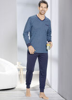 Schlafanzug mit V-Ausschnitt und Bündchenabschlüssen  