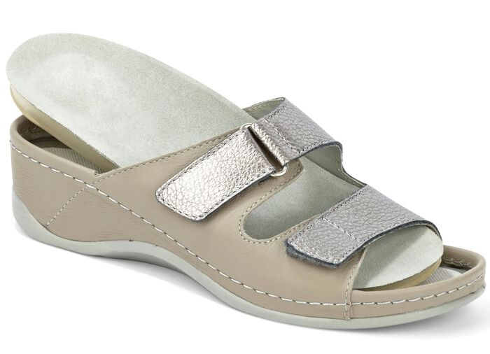 Mubb Pantolette mit Leder-Memory-Fu&szlig;bett 