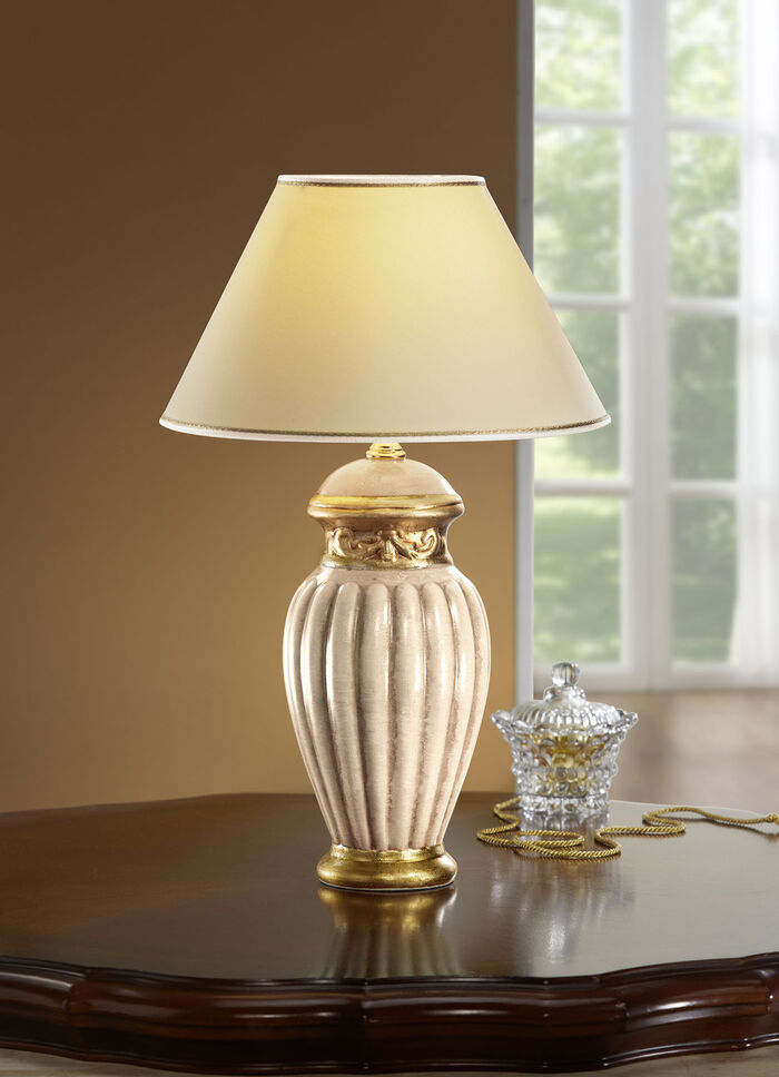 Tischleuchte mit echter Blattgoldauflage BEIGE-GOLD