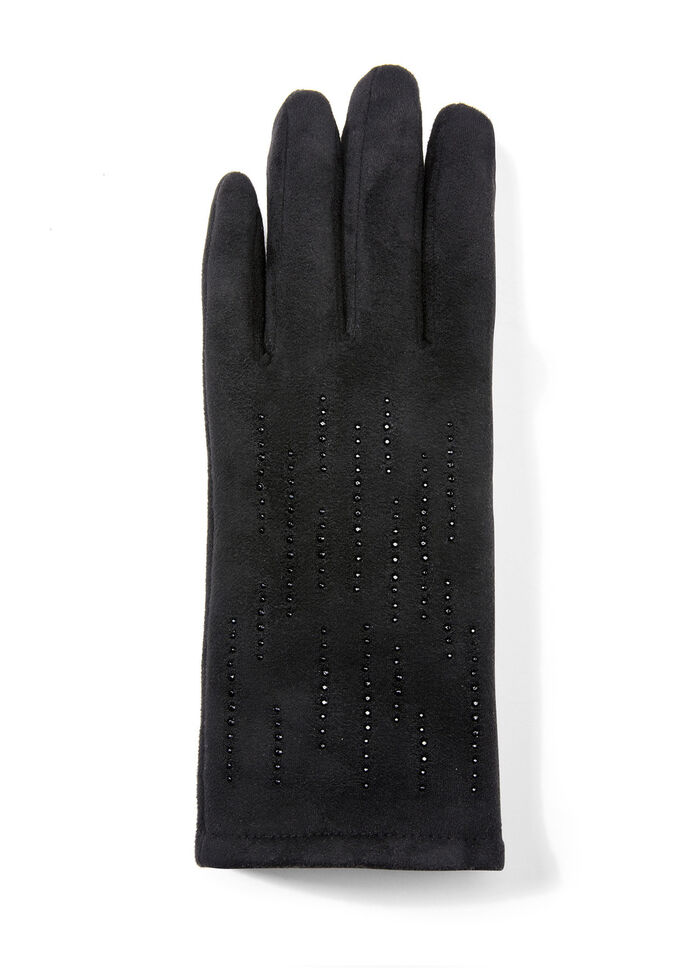 Handschuh mit edel funkelnden Glitzer-Applikationen SCHWARZ