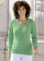 Pullover mit Zopfdessin LINDGRÜN