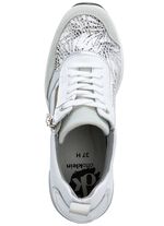 ELENA EDEN Schn&uuml;rschuh mit gl&auml;nzend bedrucktem Elastikmaterial WEISS-HELLGRAU