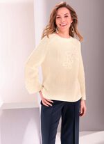 Pullover mit Bl&uuml;tenstickerei 