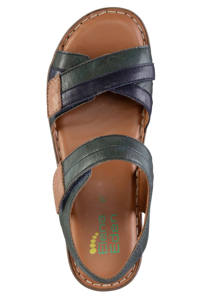 ELENA EDEN Sandale aus Nappaleder mit Kontrastbesätzen PETROL-BLAU