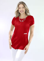 Shirt mit dekorativer Zierapplikation in 3 Farben ROT