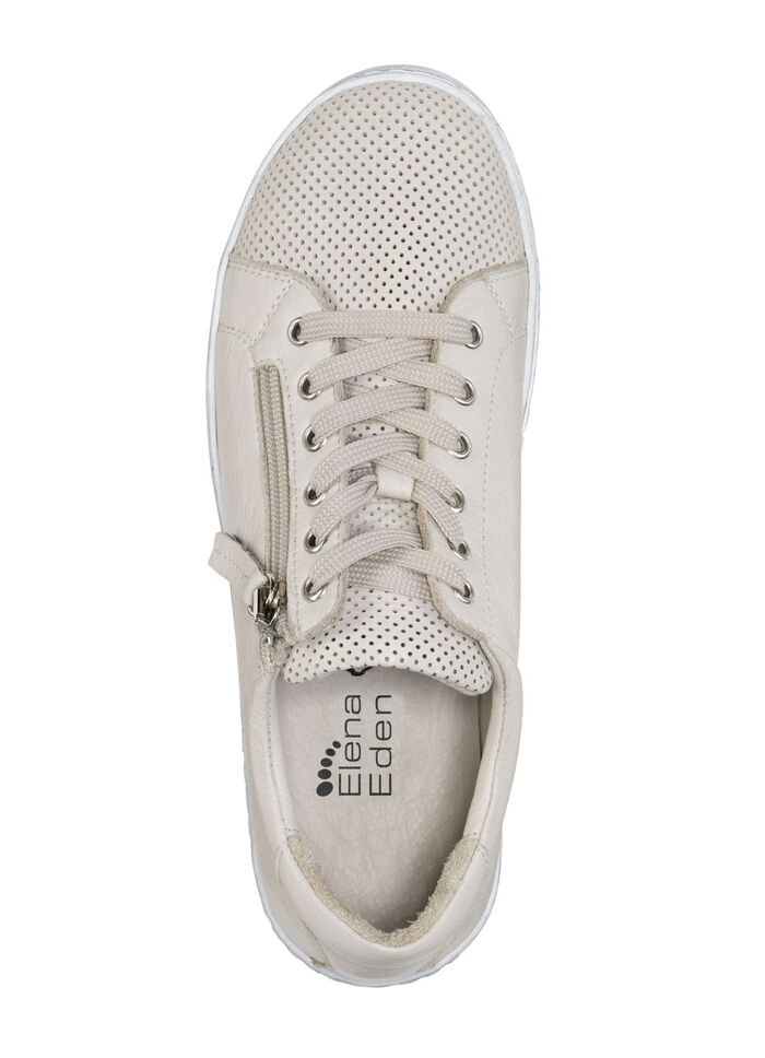 ELENA EDEN Schnürschuh aus teilweise perforiertem Nappaleder BEIGE