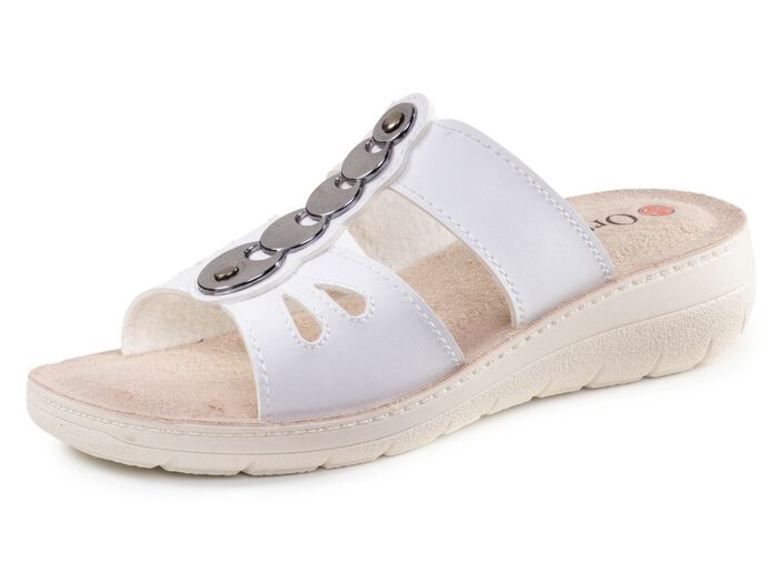 Pantolette mit gl&auml;nzendem Schmuck WEISS