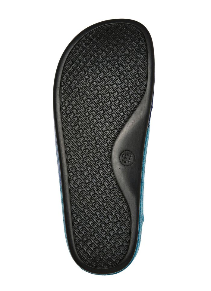 Laurina, klassische Damen-Hausschuhe, Weite H, mit anatomisch geformtem Fu&szlig;bett BLAU-T&Uuml;RKIS