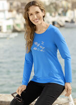 Shirt mit Strasszier im Vorderteil ROYALBLAU