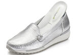 Waldläufer, klassische Damen-Slipper, Weite H, mit herausnehmbarem Fußbett SILBER