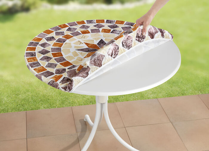 Spann-Tischdecke mit mediterranem Dessin 