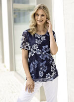 Shirt mit floralem Allover-Dessin in 2 Farben MARINE-BLEU-WEISS