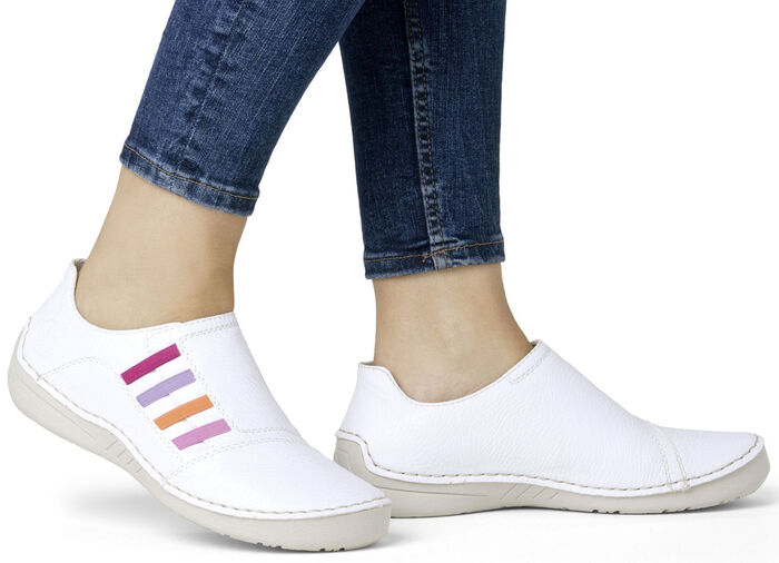 Rieker Slipper mit bunten Elastikbändern WEISS