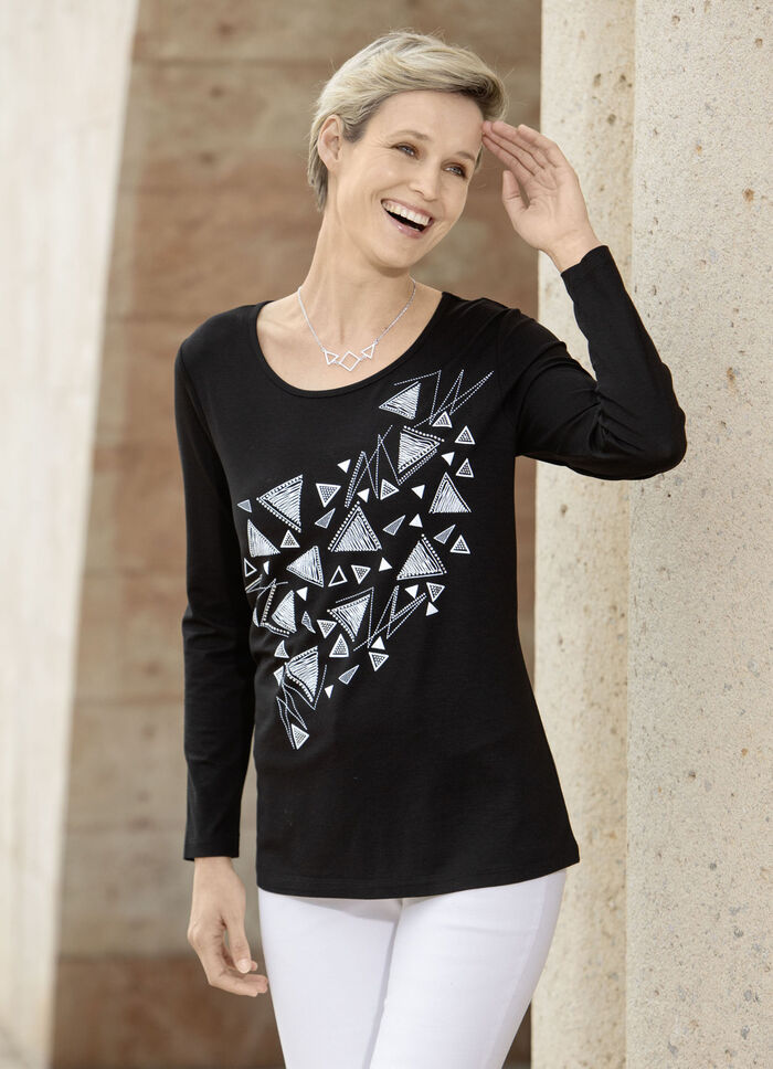 Shirt mit Kontrastdruck SCHWARZ