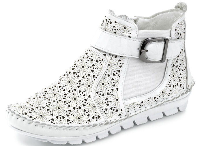 Gemini, sommerliche Damen-Stiefeletten, Weite G, mit herausnehmbarem Fußbett WEISS