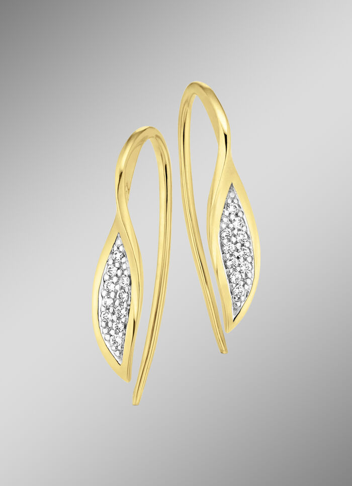 Ohrhaken in Bicolor mit 20 Brillanten 