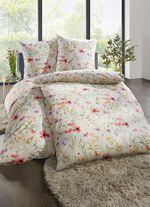 Beidseitig bedruckte Bettwäsche-Garnitur mit Reißverschluss CREME