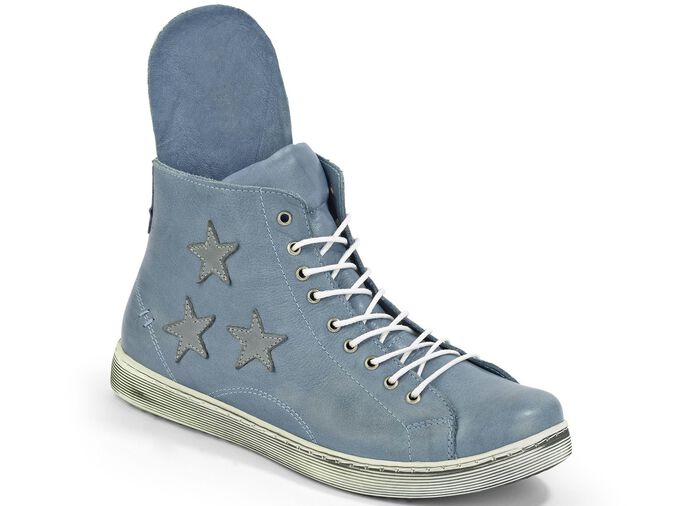 Andrea Conti Schnür-Stiefelette aus Rind-Nappaleder JEANSBLEU-GRAU