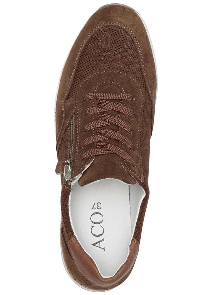 ELENA EDEN Sneaker mit Schnürung und Seitenreißverschluss COGNAC