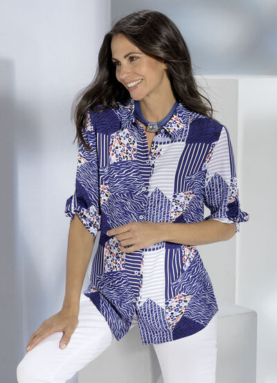 Bluse mit Hemdkragen 