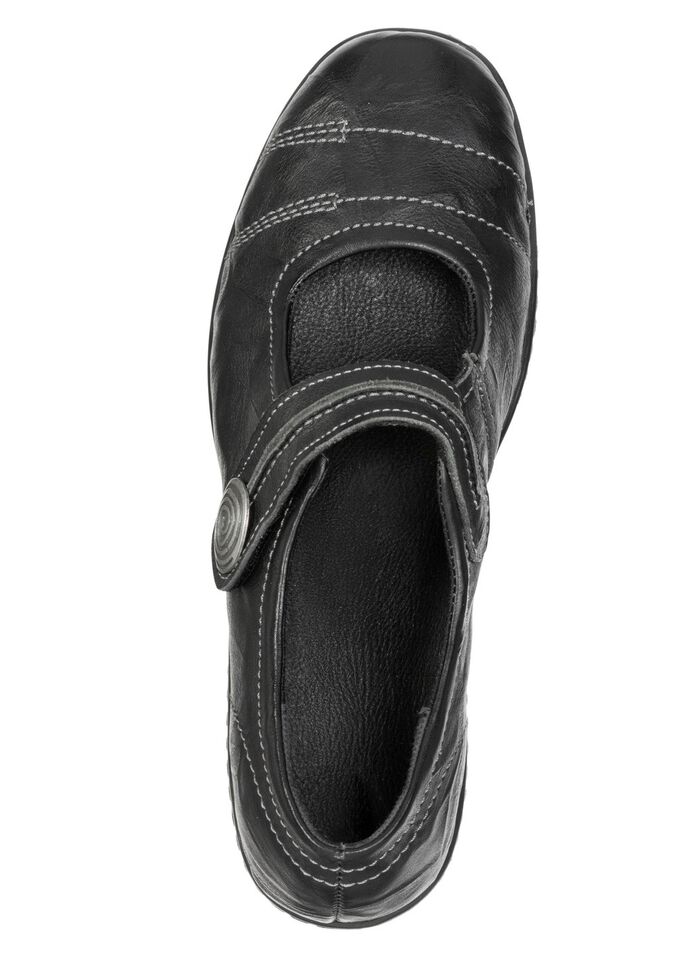 ELENA EDEN, bequeme Damen-Spangenschuhe, Weite H, mit herausnehmbarem Fu&szlig;bett SCHWARZ